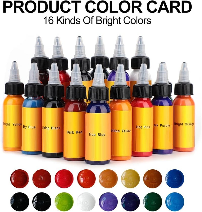 klarako Tattoo Ink Set, 1 oz / Bottle 16 Colors Tattoo Pigment Kit Tattoo and Body Art, 30ml Premium Tattoo Ink Tattoos Liner Shader Body Paint Pigment for Tattoo Artist - Image 3