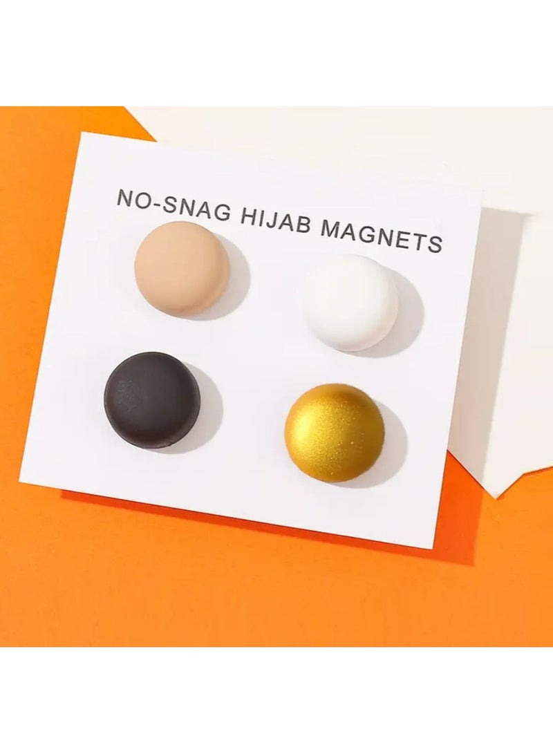 Sky Shine 4Pcs Magnetic Hijab Pins – No-Hole Round Scarf Clips | Strong Magnet Brooch Pins for Women’s Scarves, Shawls & Clothing - Image 1