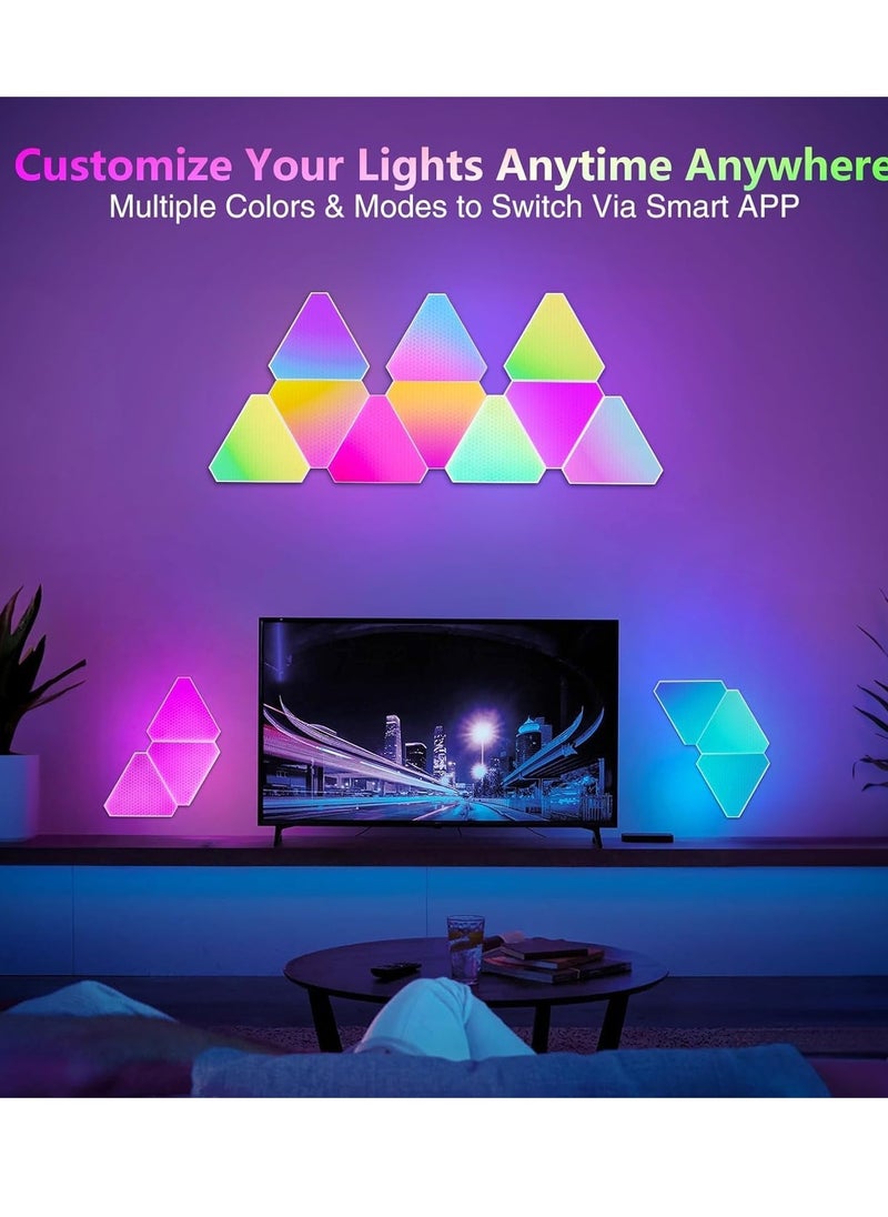 ميلاتيك - مجموعة من 10 لوحات إضاءة حائط LED مثلثة RGB، إضاءة إبداعية ذكية للديكور المنزلي مزودة بخاصية Wi-Fi مع مزامنة الموسيقى، متوافقة مع جوجل، لغرفة المعيشة، غرفة النوم، غرف الألعاب، ديكور الحفلات - Image 1