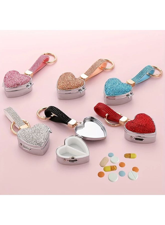 Black Portable Mini Metal Jewelry Box with Keychain Travel Ring Organizer - Image 1