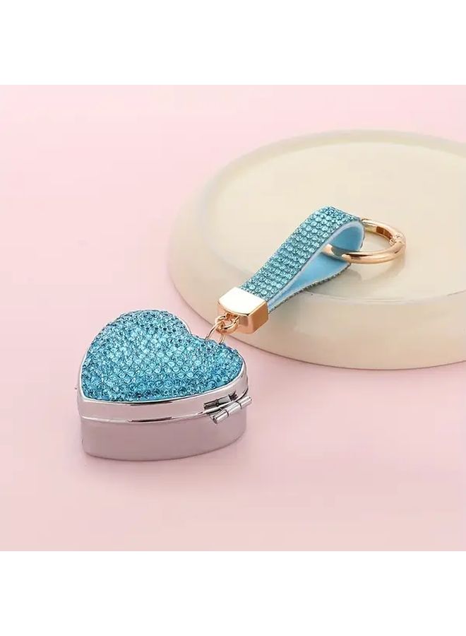 Black Portable Mini Metal Jewelry Box with Keychain Travel Ring Organizer - Image 4