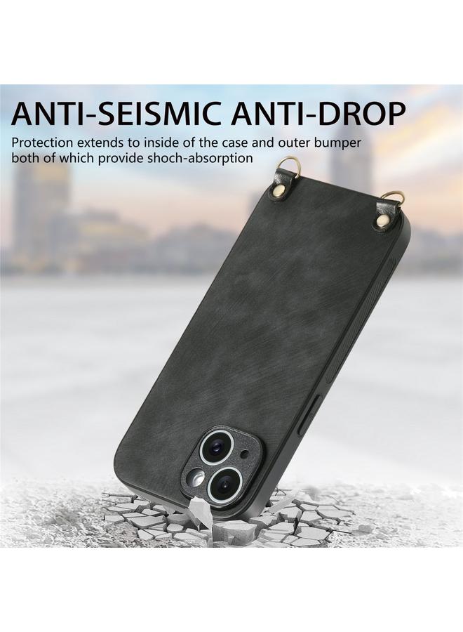 Zaboon Case For iPhone 12 Pro Vintage Leather PC Back Cover Phone Case with Crossbody Strap - Image 4