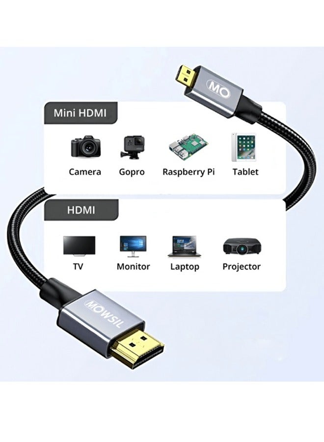 MOWSIL Mowsil Mini HDMI to HDMI Cable for Camera This HDMI to MINI HDMI Cable is ideal solution to enable the MINI HDMI device like Camera/Camcorder to standard HDMI device like laptop/ PC/ TV to steaming video - Image 2