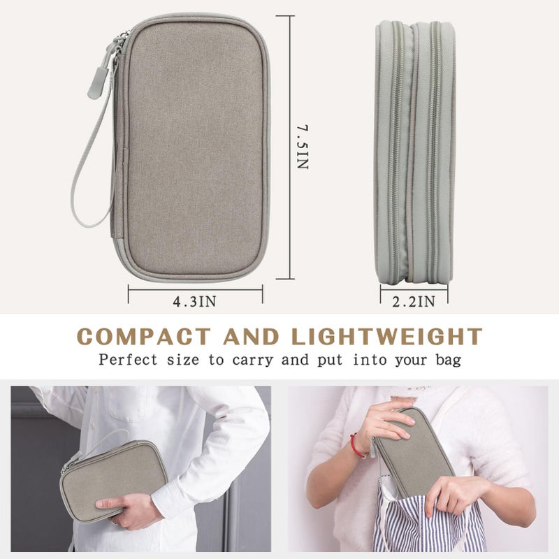 FYY Electronic Organizer, Travel Cable Organizer Bag Pouch Electronic Accessories Carry Case Portable Waterproof Double Layers All-in-One Storage Bag for Cable, Cord, Charger, Phone, Earphone Khaki - Image 2