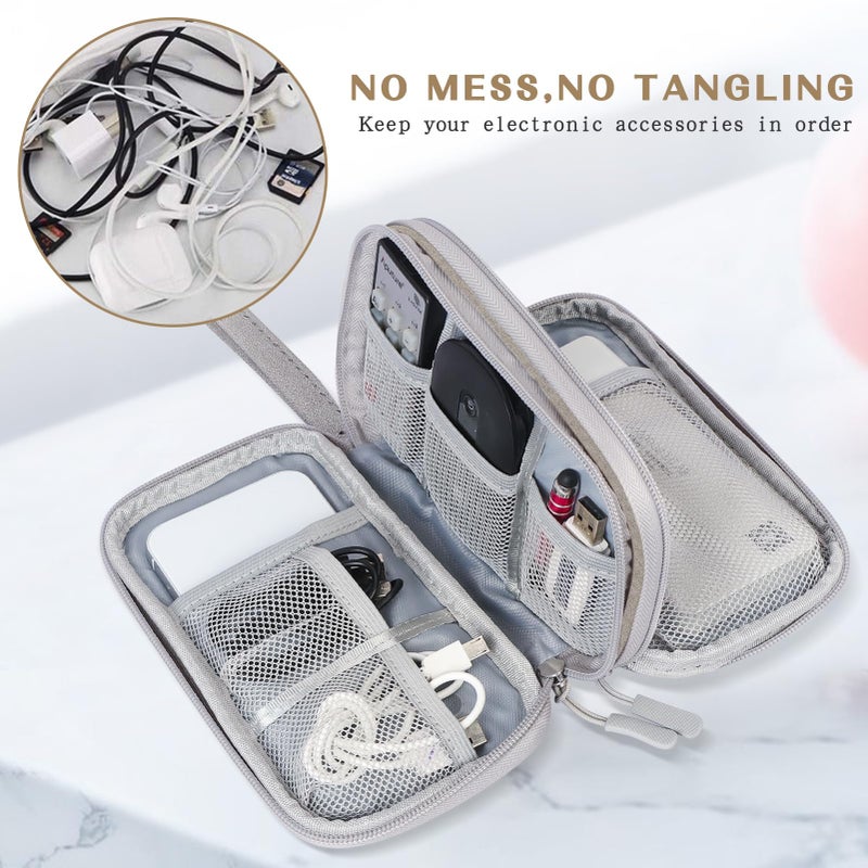 FYY Electronic Organizer, Travel Cable Organizer Bag Pouch Electronic Accessories Carry Case Portable Waterproof Double Layers All-in-One Storage Bag for Cable, Cord, Charger, Phone, Earphone Khaki - Image 5