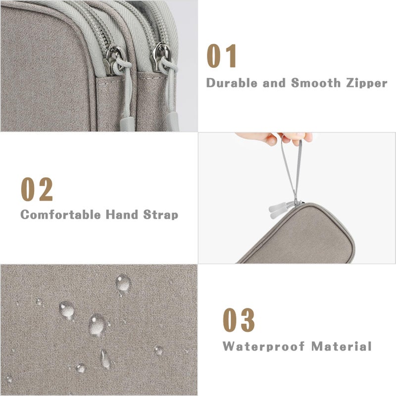 FYY Electronic Organizer, Travel Cable Organizer Bag Pouch Electronic Accessories Carry Case Portable Waterproof Double Layers All-in-One Storage Bag for Cable, Cord, Charger, Phone, Earphone Khaki - Image 4