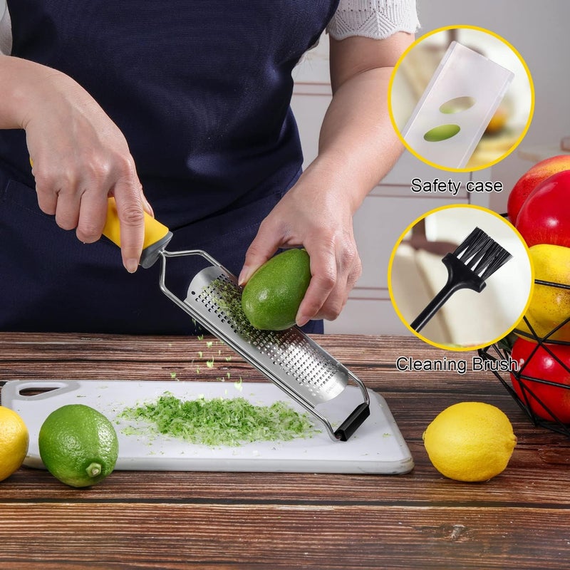 Dulcicasa مبشرة كلاسيكية - مبشرة ليمون احترافية للمطبخ لليمون والجبن والثوم والزنجبيل والشوكولاتة والخضروات والفواكه، آمنة في غسالة الصحون (عريضة) - Image 2