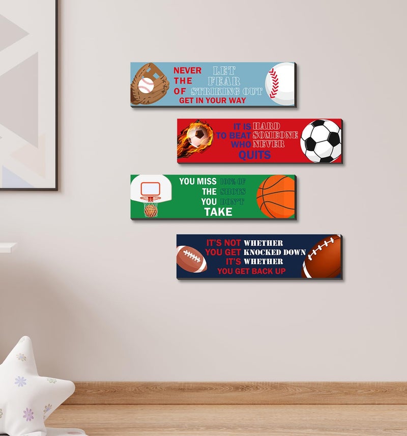 SHLINCO Sport Motivational Quote Wall Art(Pack of 4), Sport Themed for Boy's Bedroom Playroom Classroom Living Room Decoration - Image 3