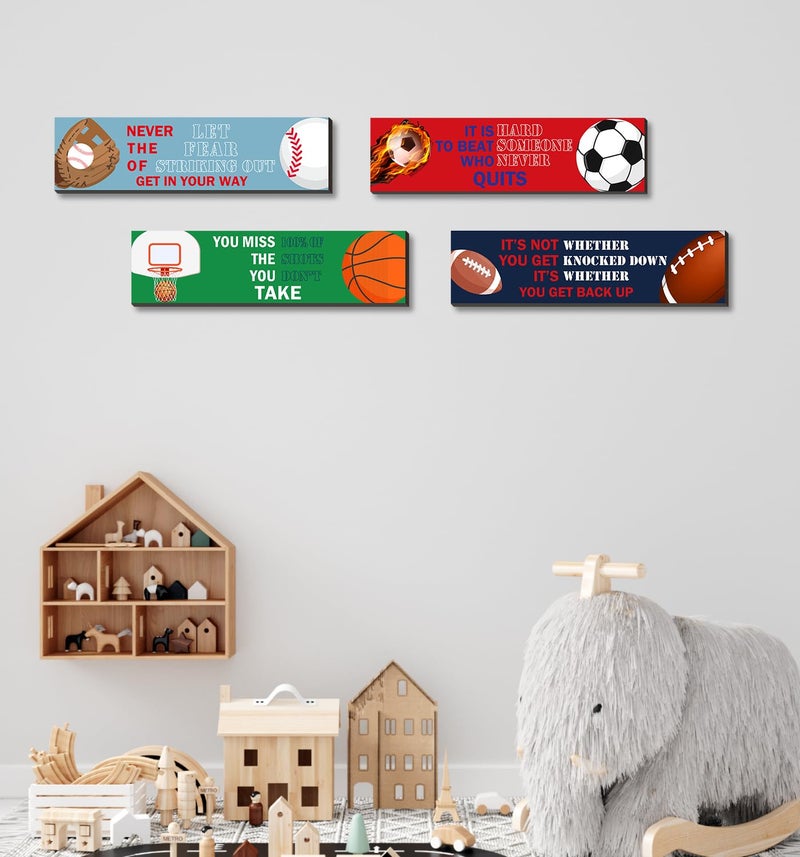 SHLINCO Sport Motivational Quote Wall Art(Pack of 4), Sport Themed for Boy's Bedroom Playroom Classroom Living Room Decoration - Image 4