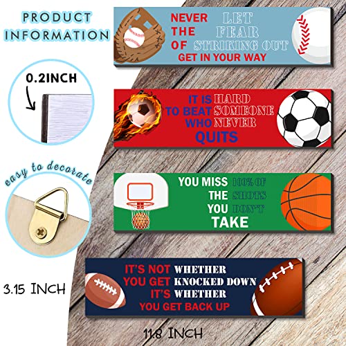 SHLINCO Sport Motivational Quote Wall Art(Pack of 4), Sport Themed for Boy's Bedroom Playroom Classroom Living Room Decoration - Image 2