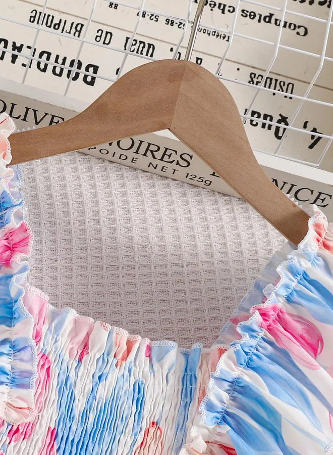 تايك تو Take Two Girls Tulip Print Ruffled Sleeve Dress