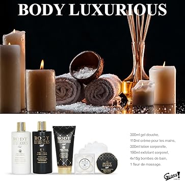 Gloss! Coffret Cadeau pour Femme Produits de Bain Vanille Tilleul Ide de Cadeau Original pour Femmes Idal Anniversaire Maman Panier de Beaut Soin et Bientre Body Luxurious Black by Gloss - Image 3