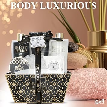 Gloss! Coffret Cadeau pour Femme Produits de Bain Vanille Tilleul Ide de Cadeau Original pour Femmes Idal Anniversaire Maman Panier de Beaut Soin et Bientre Body Luxurious Black by Gloss - Image 2