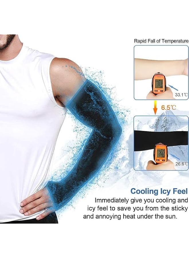 PROMASS Protection Cooling Arm Sleeves for Men and Women, Long Sleeves Cooler Cover Sun Block Protect Arm Hands Skin Protection for All Outdoor Activities (Black) - Image 2