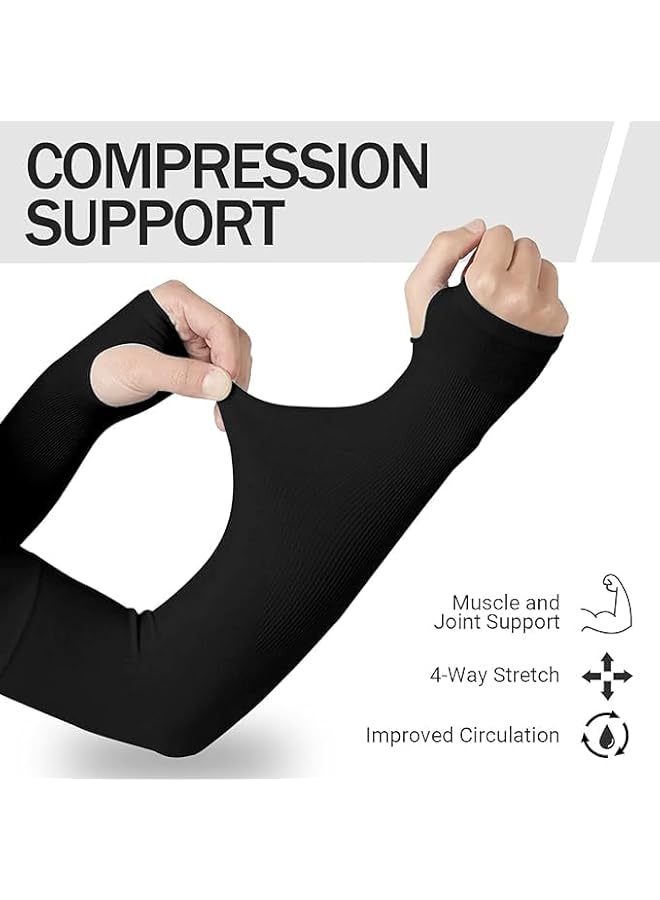 PROMASS Protection Cooling Arm Sleeves for Men and Women, Long Sleeves Cooler Cover Sun Block Protect Arm Hands Skin Protection for All Outdoor Activities (Black) - Image 3