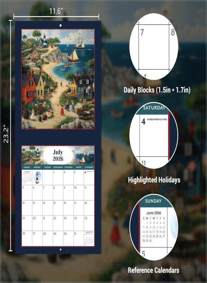 JOJOKALL 2026 Wall Calendar - 2026 Calendar from January - December 2026, 12" x 24" (Open), Rural Landscape Calendar 2026 with Hanging Hole for Home & Office - Image 5