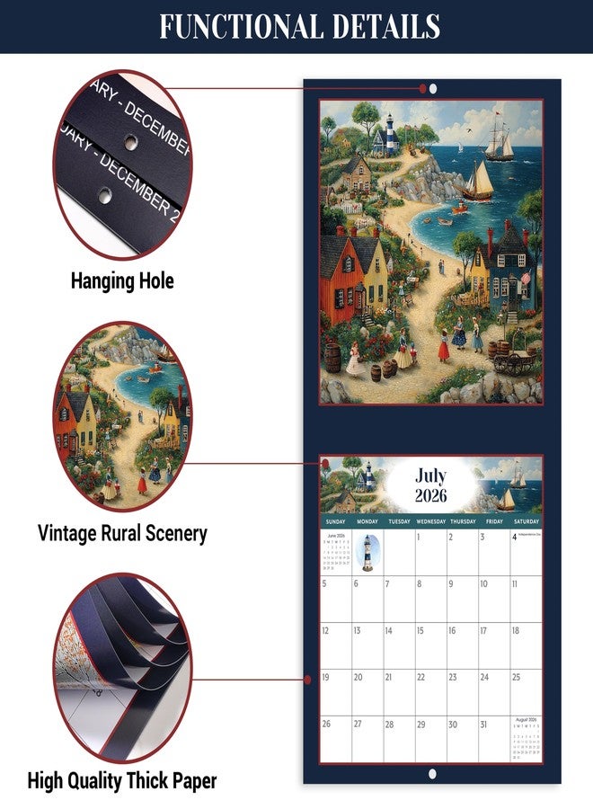 JOJOKALL 2026 Wall Calendar - 2026 Calendar from January - December 2026, 12" x 24" (Open), Rural Landscape Calendar 2026 with Hanging Hole for Home & Office - Image 4