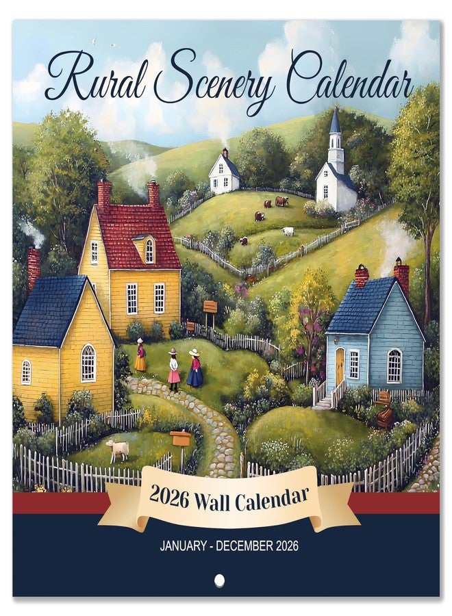 JOJOKALL 2026 Wall Calendar - 2026 Calendar from January - December 2026, 12" x 24" (Open), Rural Landscape Calendar 2026 with Hanging Hole for Home & Office - Image 1