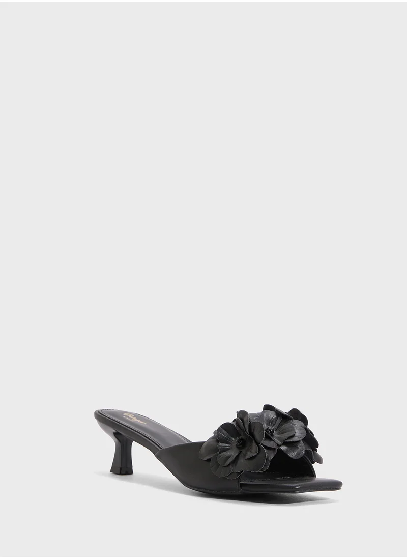 Ginger Heeled Sandal With Floral Detail