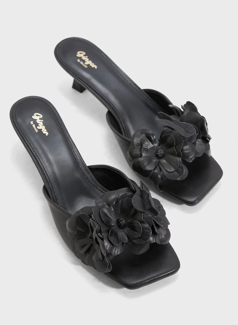Ginger Heeled Sandal With Floral Detail