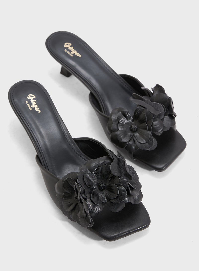 Ginger Heeled Sandal With Floral Detail  - Image 4