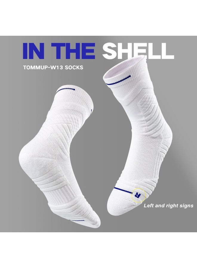 ELEPHANTBOAT® Running Socks For Men, 3 Pairs Pack Cushioned Athletic Sports Socks, Thickened Heel & Toe, Breathable Mesh, White, Anti-Slip, Left/Right Specific, Fitness - White - Image 3