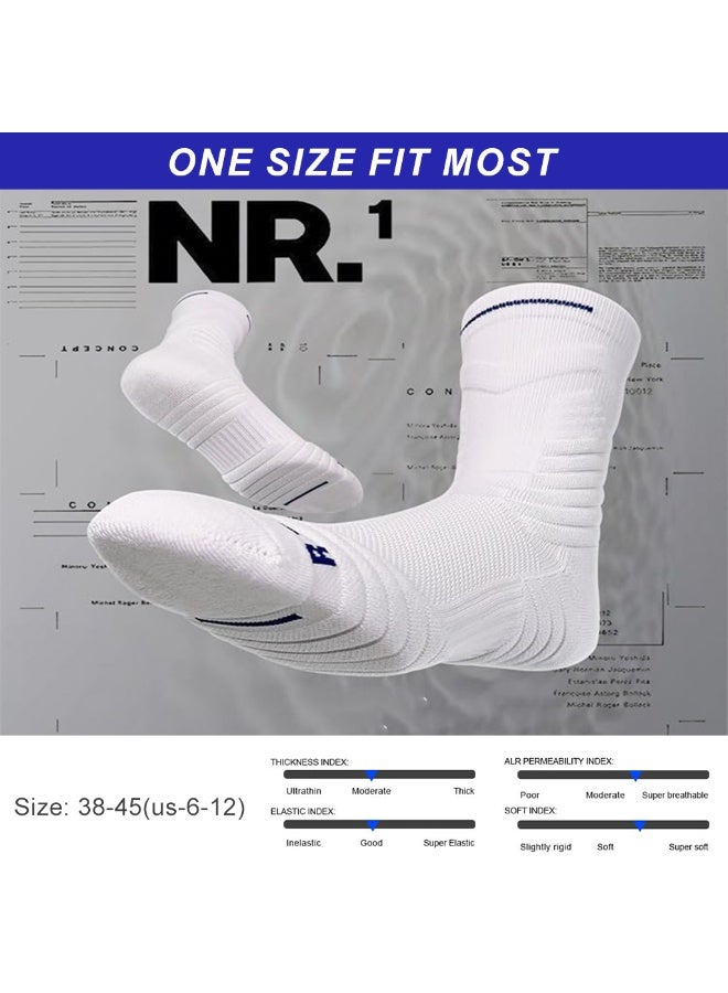 ELEPHANTBOAT® Running Socks For Men, 3 Pairs Pack Cushioned Athletic Sports Socks, Thickened Heel & Toe, Breathable Mesh, White, Anti-Slip, Left/Right Specific, Fitness - White - Image 4