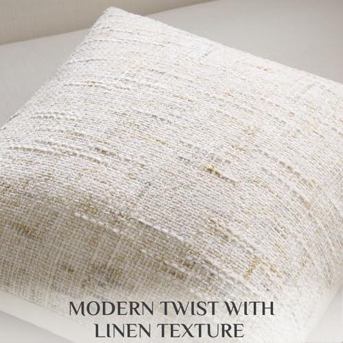 Softalker Beige Chenille Throw Pillow Covers Farmhouse 18 x 18 Inch Set of 2 Spring Cream Boho Decorative Textured Neutral Boho Pillow Covers Easter Valentine Gift for Couch Sofa Bed Living Room - Image 3