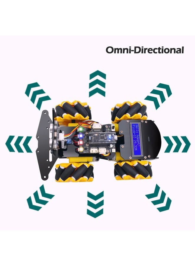 Adeept 4WD Omni-Directional Mecanum Wheels Robotic Car Kit for ESP32-S3 | Banana Pi PicoW-S3 DIY STEM Remote Controlled Educational Robot Kit with LCD1602 Display, Python Code & PDF Tutorials - Image 5