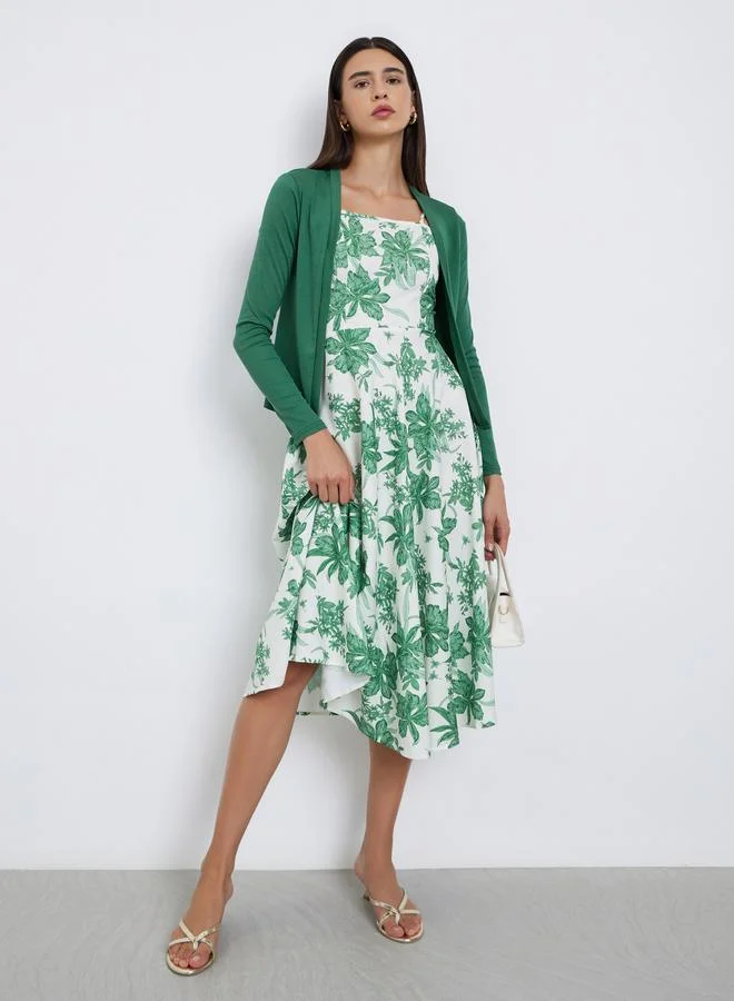 Take Two Ribbed Texture Cardigan and Floral Print Cami Dress Co-Ords