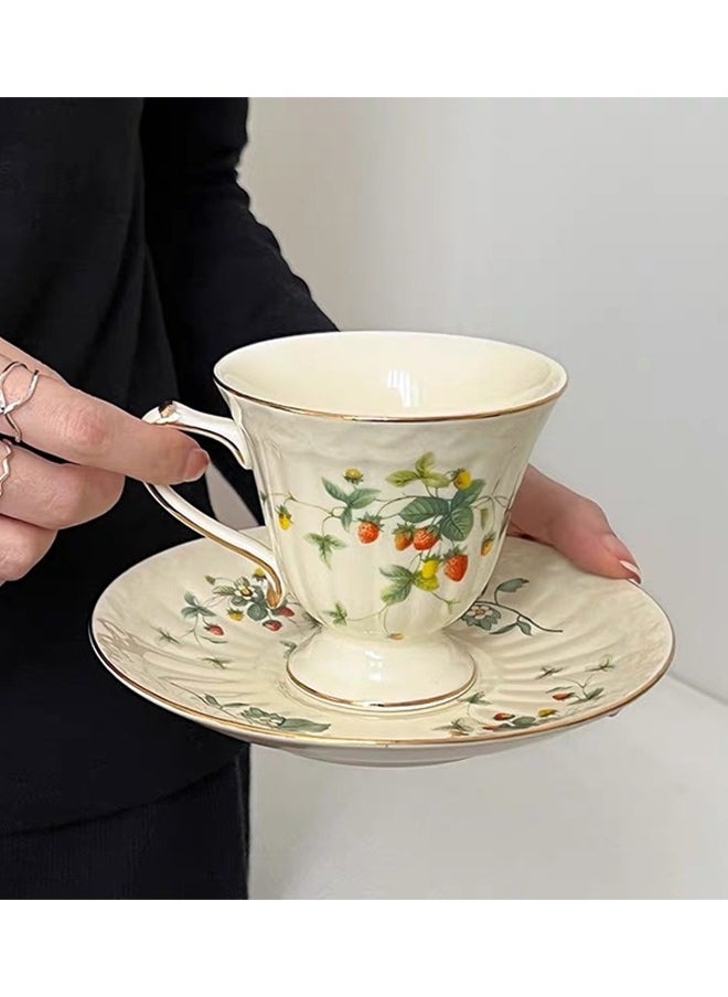 Generic Ceramic Espresso Cups, 1 Set Ceramic Espresso Cups and Saucers Vintage Flower Pattern Porcelain Cup and Saucer Sets European Style Retro Coffee Cup Set Ceramic Tea Cup for Coffee Tea  - Image 1