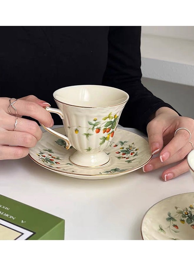 Generic Ceramic Espresso Cups, 1 Set Ceramic Espresso Cups and Saucers Vintage Flower Pattern Porcelain Cup and Saucer Sets European Style Retro Coffee Cup Set Ceramic Tea Cup for Coffee Tea  - Image 4