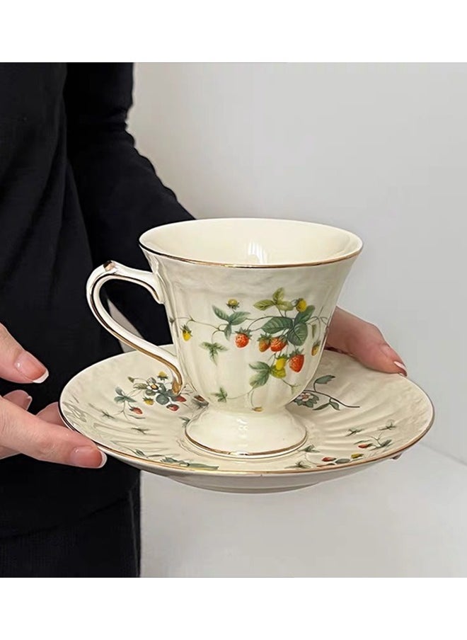 Generic Ceramic Espresso Cups, 1 Set Ceramic Espresso Cups and Saucers Vintage Flower Pattern Porcelain Cup and Saucer Sets European Style Retro Coffee Cup Set Ceramic Tea Cup for Coffee Tea  - Image 5