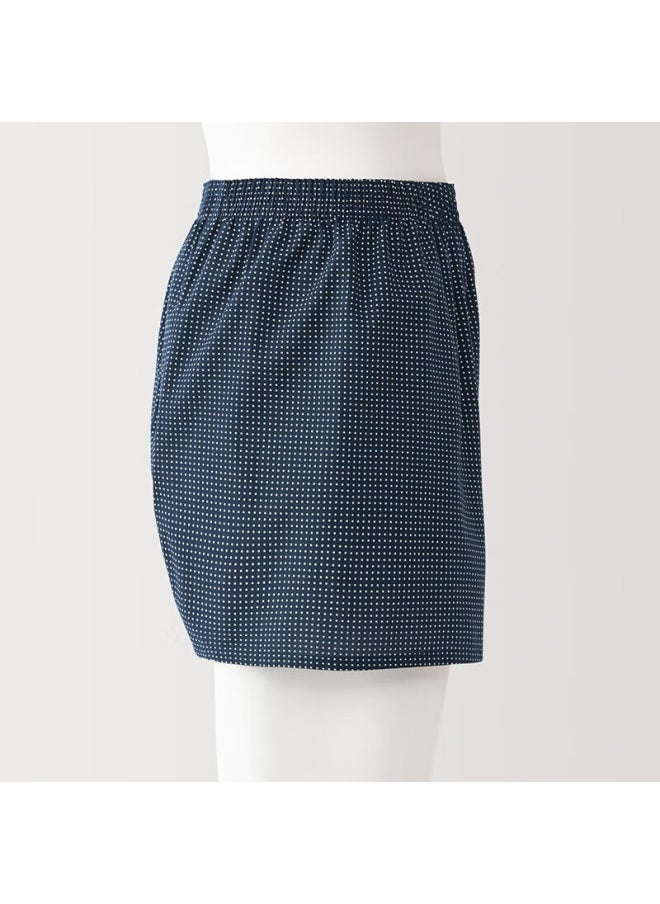 MUJI Muji Men's Lyocell Front Open Flat Angle Pants Fae43c4a Navy Blue Pattern M  - Image 1
