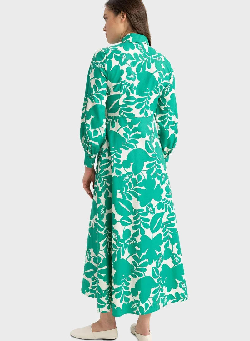 DeFacto Floral Print Shirt Dress