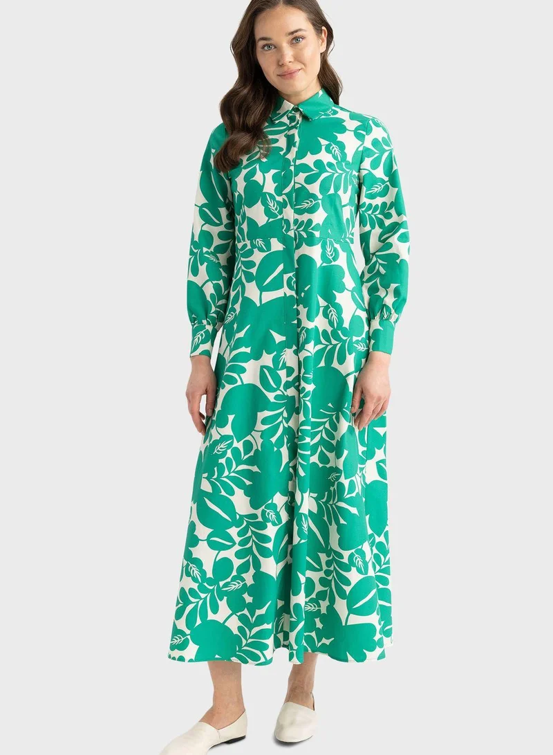 DeFacto Floral Print Shirt Dress