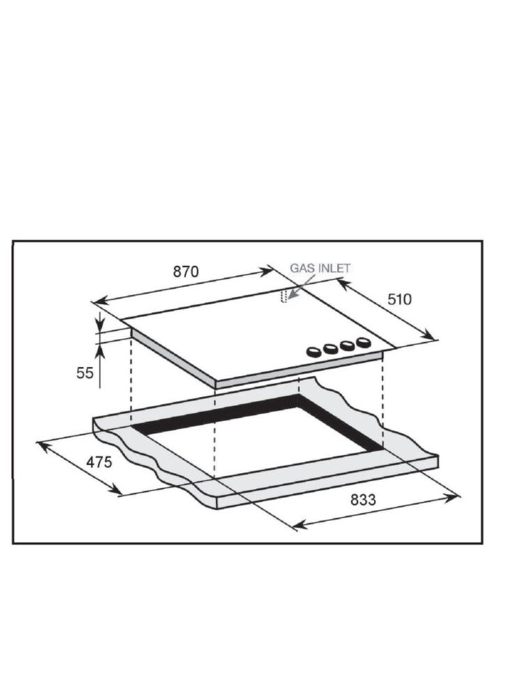 جنرال جولدن طباخ جنرال جولدن الزجاجي المدمج الأسود ذو 5 شعلات، 90×52 سم، أمان تام، إشعال ذاتي، حامل مقلاة من الحديد المقوى ، مادة عالية الجودة - Image 4