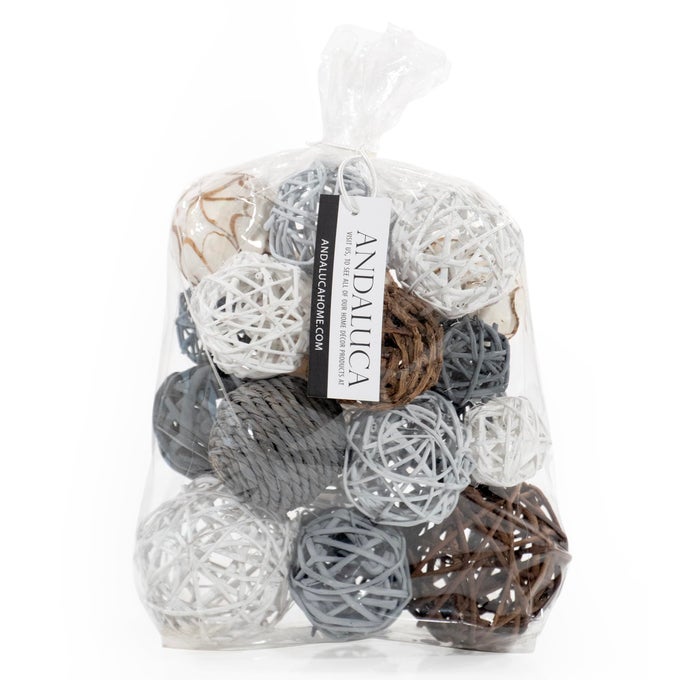 LARGE DECORATIVE VASE FILLER BAG WITH ORBS BALLS GREY