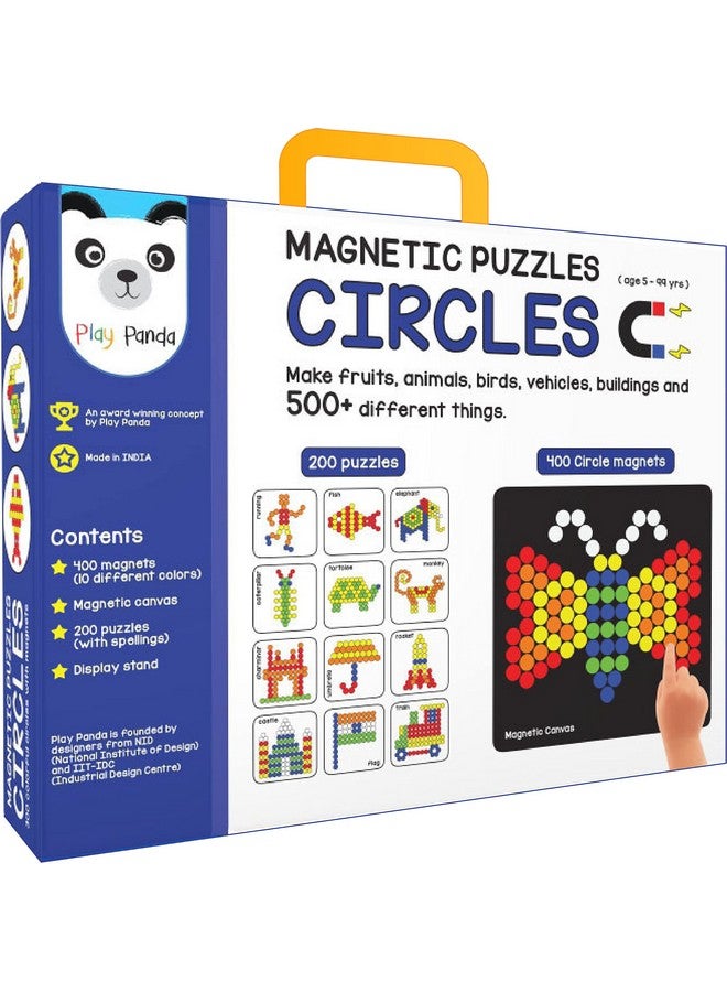 Play Panda Magnetic Puzzles : Circles - Includes 400 Magnets, 200 Puzzles, Magnetic Board, Display Stand - for Boys and Girls - Image 1