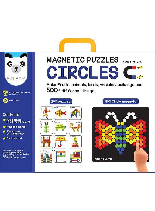 Play Panda Magnetic Puzzles : Circles - Includes 400 Magnets, 200 Puzzles, Magnetic Board, Display Stand - for Boys and Girls - Image 2