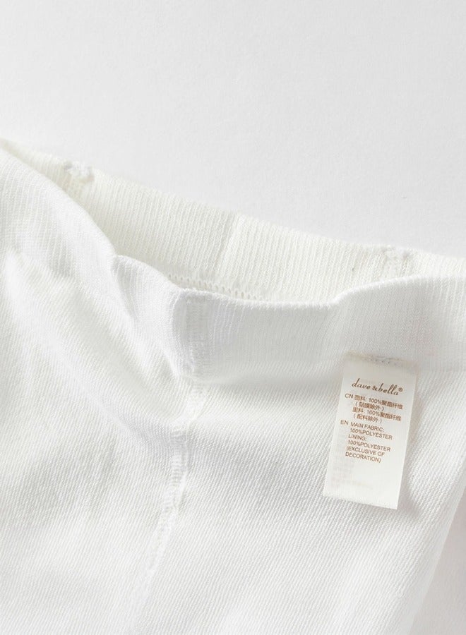 Dave & Bella Girls Textured White Tights with Butterfly Applique - Image 3