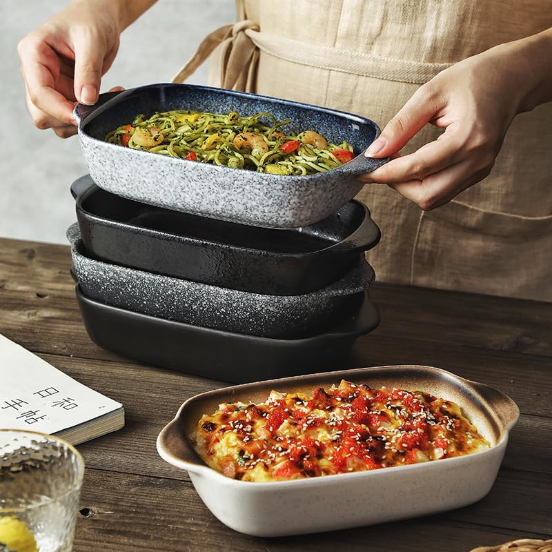Baking Dish 700ML Cheese Baked Rice Tray Household Ceramic Baking Oven Microwave Oven Baking Tray Kitchen Utensils Oven Dish(Red) - Image 3
