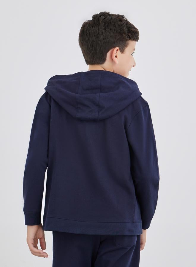 ستايلي ستيلي هودي سحاب كامل أزرق كحلي للمدرسة بجيوب - Image 5