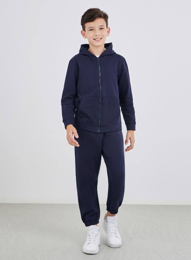 ستايلي ستيلي هودي سحاب كامل أزرق كحلي للمدرسة بجيوب - Image 3