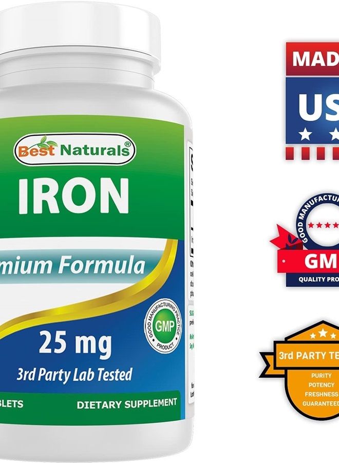 Best Naturals مكمل الحديد (حديد بيزغليسينات) - 25 ملغ - 180 قرص - لطيف على المعدة - غير مسبب للإمساك - Image 4