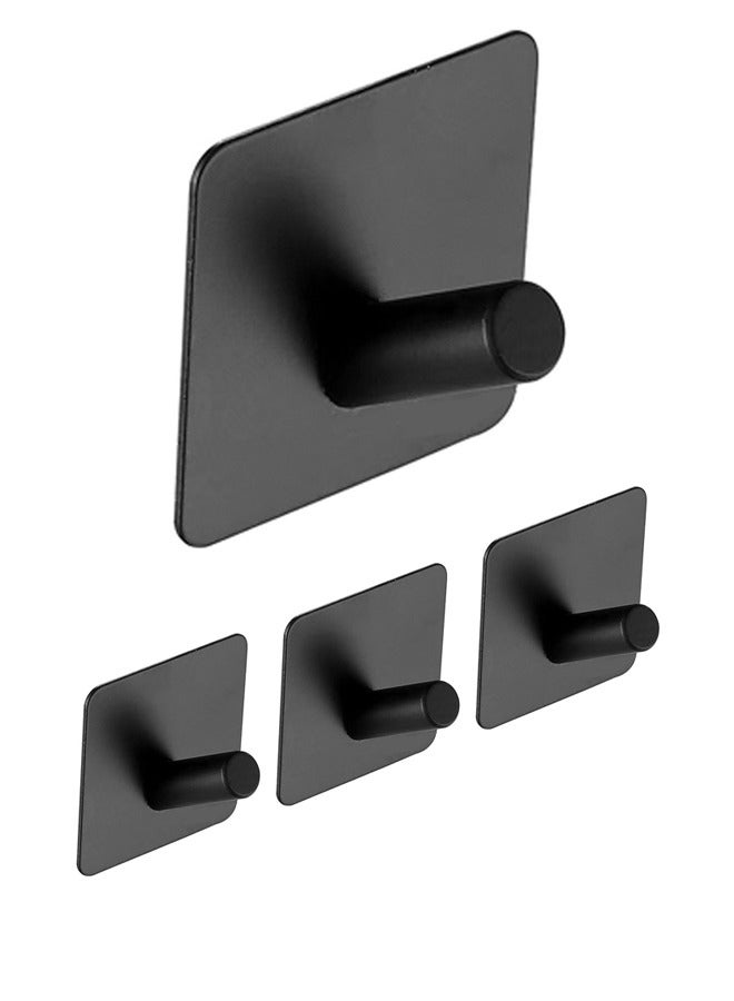 خطافات ذاتية اللصق، خطافات متينة تلتصق بالحائط والباب للتعليق، خطافات مناشف للمعاطف/الرداء/المناشف تلتصق بالحمام/المطبخ/الغرفة، عبوة من 4 قطع - Image 1