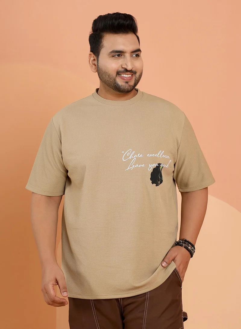 Instafab Plus Men's Khaki Beige Boxy Grecian-Modernism T-Shirt