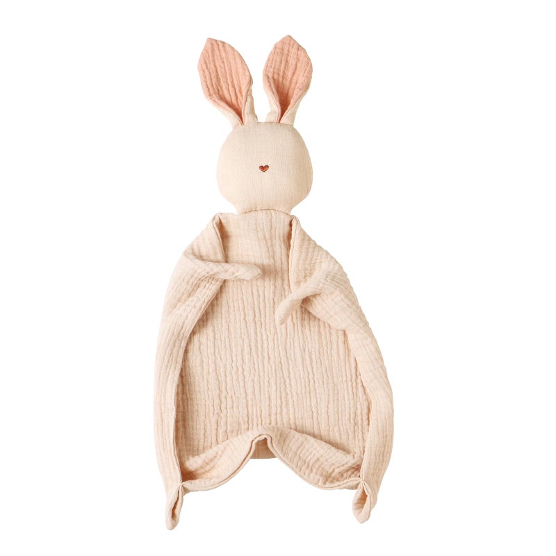 insular Bunny Lovey Blanket for Boys and Girls Organic Cotton Muslin Security Blanket for Babies Soft Breathable Lovie Soothing Towel for Newborn and Infant Khaki - Image 2