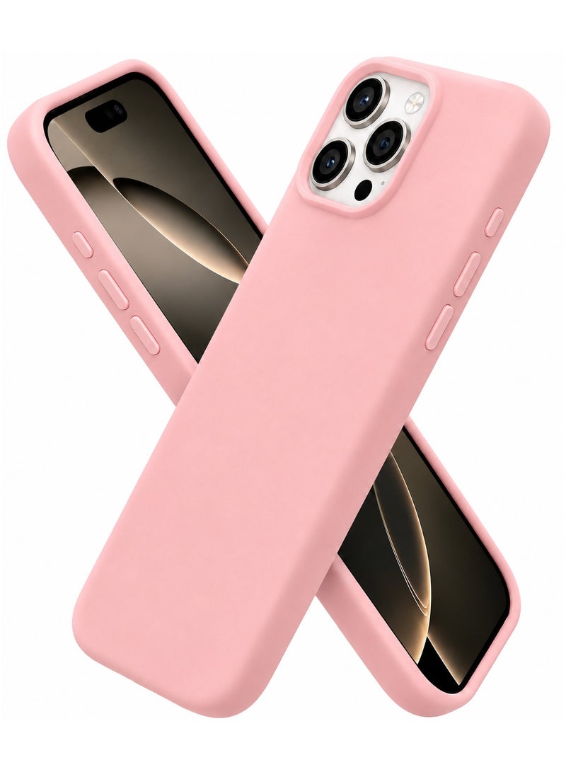 Premium Silicone Case for iPhone 16 Pro – Soft Touch Shockproof Protective Cover with Camera Protection, Microfiber Lining Anti-Fingerprint Anti-Scratch Finish Case - Pink