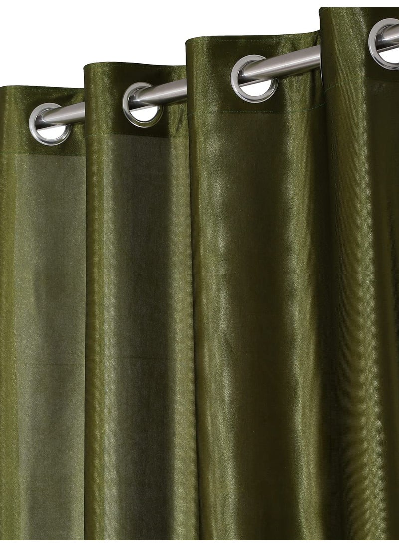 Home Sizzler Home Sizzler 3 Piece 3D Maple Eyelet Polyester Window Curtains 5 Feet Green  - Image 2